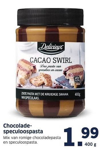 Aanbiedingen Chocoladespeculoospasta - Delicieux - Geldig van 05/12/2016 tot 11/12/2016 bij Lidl