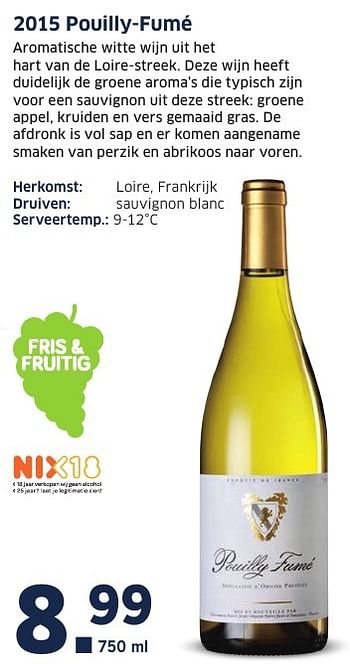 Aanbiedingen 2015 pouilly-fumé - Witte wijnen - Geldig van 05/12/2016 tot 11/12/2016 bij Lidl
