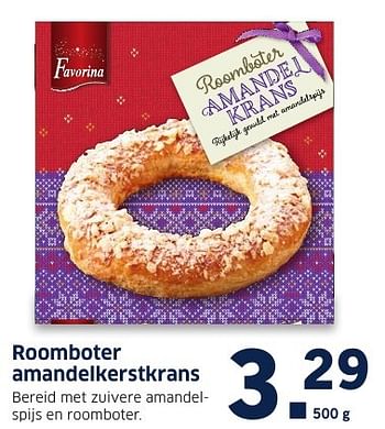 Aanbiedingen Roomboter amandelkerstkrans - Favorina - Geldig van 05/12/2016 tot 11/12/2016 bij Lidl