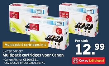 Aanbiedingen Multipack cartridges voor canon - United Office - Geldig van 05/12/2016 tot 11/12/2016 bij Lidl
