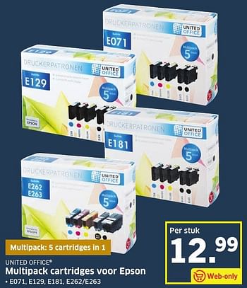 Aanbiedingen Multipack cartridges voor epson - United Office - Geldig van 05/12/2016 tot 11/12/2016 bij Lidl