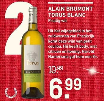 Aanbiedingen Alain brumont torus blanc - Witte wijnen - Geldig van 05/12/2016 tot 11/12/2016 bij Gall & Gall
