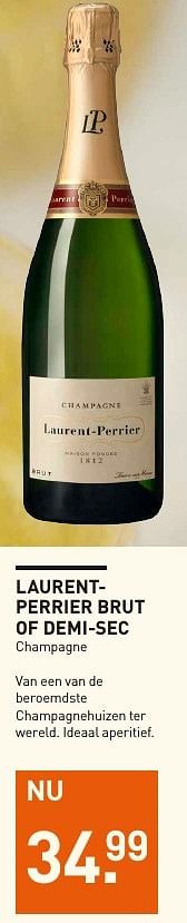 Aanbiedingen Laurent-perrier brut of demi-sec champagne - Laurent-Perrier - Geldig van 05/12/2016 tot 11/12/2016 bij Gall & Gall