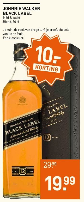 Aanbiedingen Johnnie walker black label mild + zacht blend - Johnnie Walker - Geldig van 05/12/2016 tot 11/12/2016 bij Gall & Gall