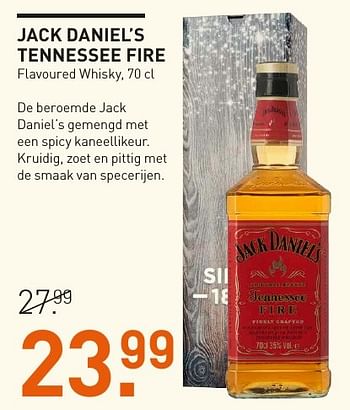 Aanbiedingen Jack daniel`s tennessee fire flavoured whisky - Jack Daniel's - Geldig van 05/12/2016 tot 11/12/2016 bij Gall & Gall