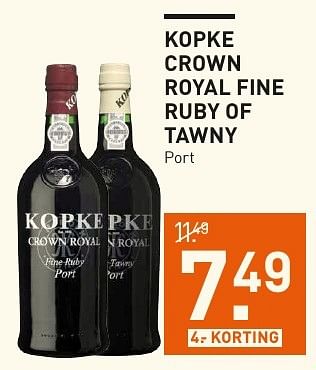 Aanbiedingen Kopke crown royal fine ruby of tawny - Kopke - Geldig van 05/12/2016 tot 11/12/2016 bij Gall & Gall