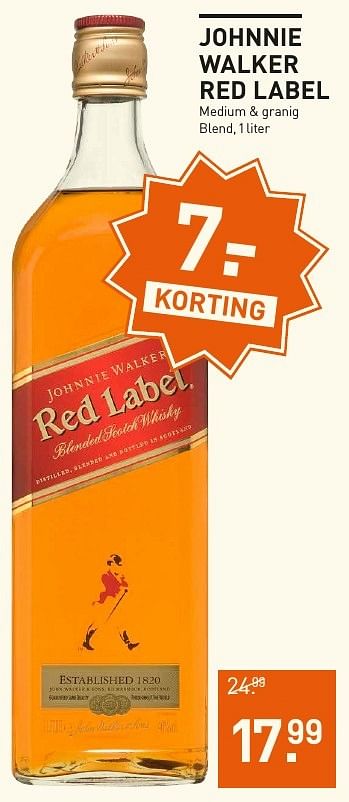 Aanbiedingen Johnnie walker red label medium + granig blend - Johnnie Walker - Geldig van 05/12/2016 tot 11/12/2016 bij Gall & Gall