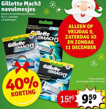 Aanbiedingen Gillette mach3 navulmesjes - Gillette - Geldig van 06/12/2016 tot 11/12/2016 bij Kruidvat