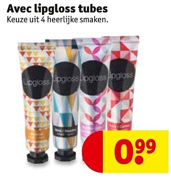 Aanbiedingen Avec lipgloss tubes - Huismerk - Kruidvat - Geldig van 06/12/2016 tot 11/12/2016 bij Kruidvat