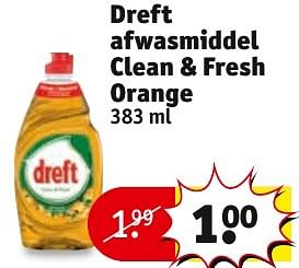 Aanbiedingen Dreft afwasmiddel clean + fresh orange - Dreft - Geldig van 06/12/2016 tot 11/12/2016 bij Kruidvat