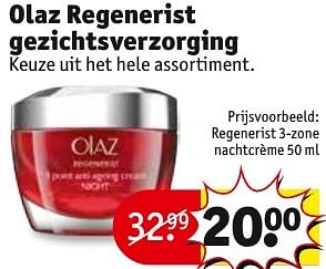 Aanbiedingen Olaz regenerist gezichtsverzorging regenerist 3-zone nachtcrème - Olaz - Geldig van 06/12/2016 tot 11/12/2016 bij Kruidvat
