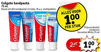 Aanbiedingen Colgate tandpasta sensation white - Colgate - Geldig van 06/12/2016 tot 11/12/2016 bij Kruidvat