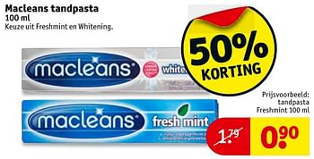 Aanbiedingen Macleans tandpasta tandpasta freshmint - Macleans - Geldig van 06/12/2016 tot 11/12/2016 bij Kruidvat