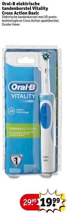Aanbiedingen Oral-b elektrische tandenborstel vitality cross action basic - Oral-B - Geldig van 06/12/2016 tot 11/12/2016 bij Kruidvat