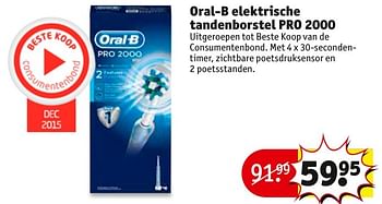 Aanbiedingen Oral-b elektrische tandenborstel pro 2000 - Oral-B - Geldig van 06/12/2016 tot 11/12/2016 bij Kruidvat