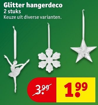 Aanbiedingen Glitter hangerdeco - Huismerk - Kruidvat - Geldig van 06/12/2016 tot 11/12/2016 bij Kruidvat