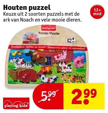 Aanbiedingen Houten puzzel - Playing Kids - Geldig van 06/12/2016 tot 11/12/2016 bij Kruidvat
