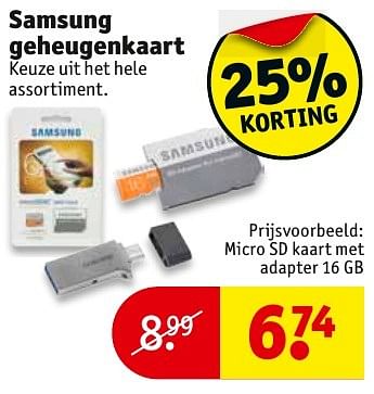 Aanbiedingen Micro sd kaart met adapter - Samsung - Geldig van 06/12/2016 tot 11/12/2016 bij Kruidvat