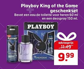 Aanbiedingen Playboy king of the game geschenkset - Playboy - Geldig van 06/12/2016 tot 11/12/2016 bij Trekpleister