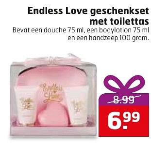 Aanbiedingen Endless love geschenkset met toilettas - Endless Love - Geldig van 06/12/2016 tot 11/12/2016 bij Trekpleister