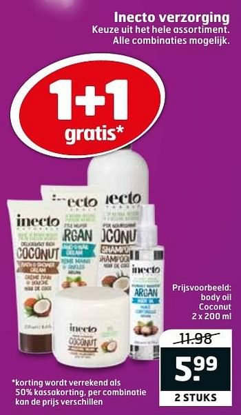 Aanbiedingen Inecto verzorging body oil coconut - Inecto - Geldig van 06/12/2016 tot 11/12/2016 bij Trekpleister