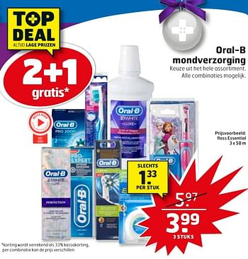 Aanbiedingen Oral-b mondverzorging floss essential - Oral-B - Geldig van 06/12/2016 tot 11/12/2016 bij Trekpleister