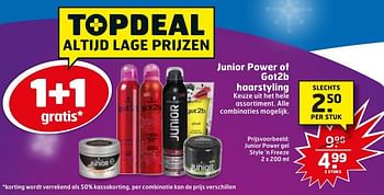 Aanbiedingen Junior power gel style `n freeze - Junior - Geldig van 06/12/2016 tot 11/12/2016 bij Trekpleister