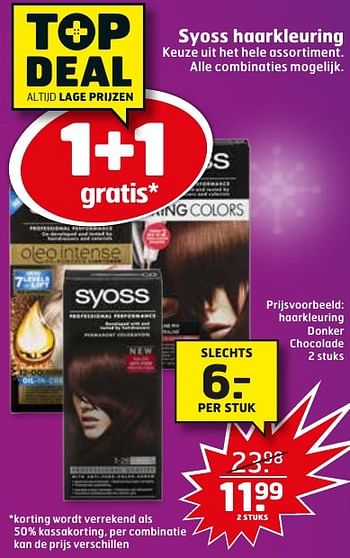 Aanbiedingen Haarkleuring donker chocolade - Syoss - Geldig van 06/12/2016 tot 11/12/2016 bij Trekpleister