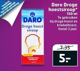 Aanbiedingen Daro droge hoestsiroop - Daro - Geldig van 06/12/2016 tot 11/12/2016 bij Trekpleister