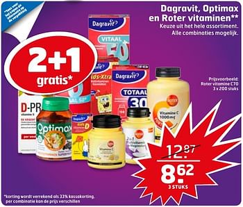 Aanbiedingen Roter vitamine c70 - Dagravit - Geldig van 06/12/2016 tot 11/12/2016 bij Trekpleister
