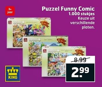 Aanbiedingen Puzzel funny comic - King - Geldig van 06/12/2016 tot 11/12/2016 bij Trekpleister
