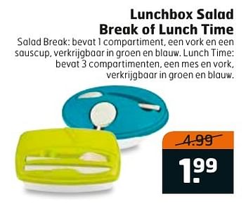 Aanbiedingen Lunchbox salad break of lunch time - Huismerk - Trekpleister - Geldig van 06/12/2016 tot 11/12/2016 bij Trekpleister