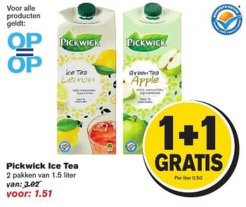 Aanbiedingen Pickwick ice tea - Pickwick - Geldig van 07/12/2016 tot 13/12/2016 bij Hoogvliet