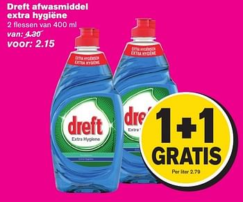 Aanbiedingen Dreft afwasmiddel extra hygiëne - Dreft - Geldig van 07/12/2016 tot 13/12/2016 bij Hoogvliet