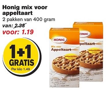 Aanbiedingen Honig mix voor appeltaart - Honig - Geldig van 07/12/2016 tot 13/12/2016 bij Hoogvliet