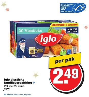 Aanbiedingen Iglo vissticks familieverpakking - Iglo - Geldig van 07/12/2016 tot 13/12/2016 bij Hoogvliet