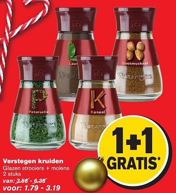 Aanbiedingen Verstegen kruiden glazen strooiers + molens - Verstegen - Geldig van 07/12/2016 tot 13/12/2016 bij Hoogvliet