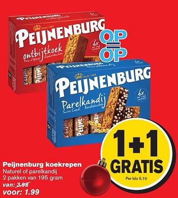 Aanbiedingen Peijnenburg koekrepen naturel of parelkandij - Peijnenburg - Geldig van 07/12/2016 tot 13/12/2016 bij Hoogvliet