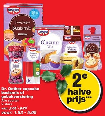Aanbiedingen Dr. oetker cupcake basismix of gebakversiering - Dr. Oetker - Geldig van 07/12/2016 tot 13/12/2016 bij Hoogvliet