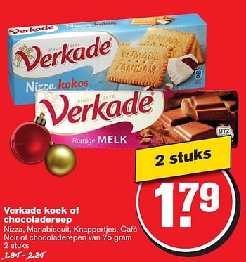 Aanbiedingen Verkade koek of chocoladereep - Verkade - Geldig van 07/12/2016 tot 13/12/2016 bij Hoogvliet