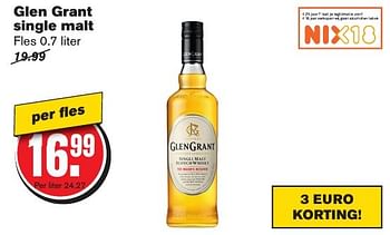 Aanbiedingen Glen grant single malt - Glengrant - Geldig van 07/12/2016 tot 13/12/2016 bij Hoogvliet
