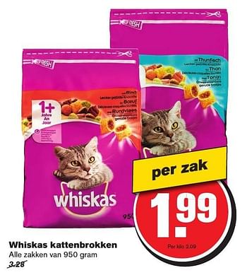 Aanbiedingen Whiskas kattenbrokken - Whiskas - Geldig van 07/12/2016 tot 13/12/2016 bij Hoogvliet