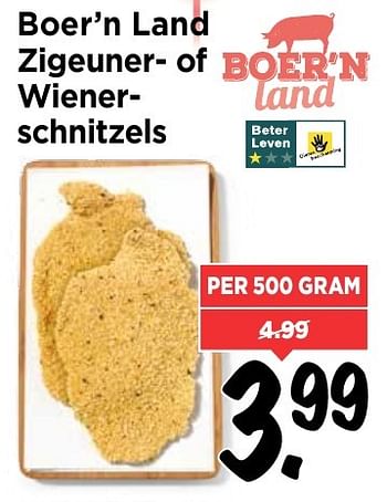 Aanbiedingen Boer`n land zigeuner- of wienerschnitzels - Boer'n Land - Geldig van 11/12/2016 tot 17/12/2016 bij Vomar