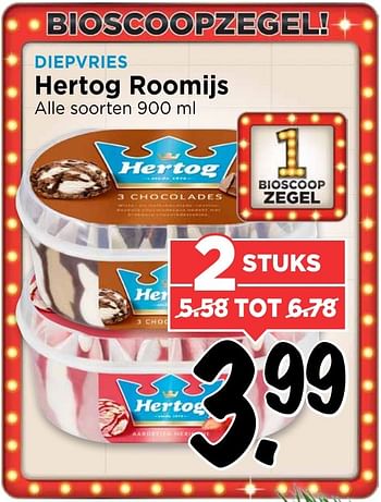 Aanbiedingen Hertog roomijs - Hertog - Geldig van 11/12/2016 tot 17/12/2016 bij Vomar