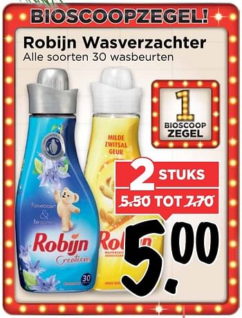 Aanbiedingen Robijn wasverzachter - Robijn - Geldig van 11/12/2016 tot 17/12/2016 bij Vomar