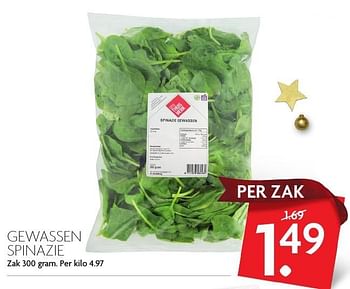 Aanbiedingen Gewassen spinazie - Huismerk - Deka Markt - Geldig van 11/12/2016 tot 17/12/2016 bij Deka Markt