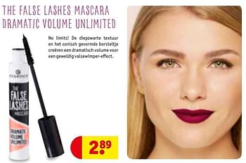 Aanbiedingen The false lashes mascara dramatic volume unlimited - Essence - Geldig van 11/12/2016 tot 17/12/2016 bij Kruidvat