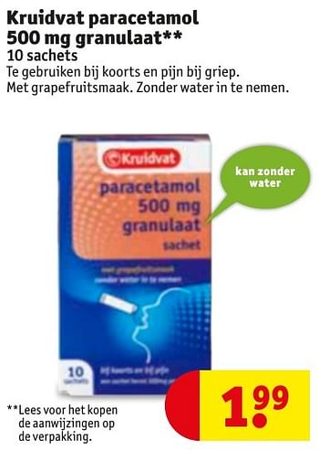 Aanbiedingen Kruidvat paracetamol granulaat - Huismerk - Kruidvat - Geldig van 11/12/2016 tot 17/12/2016 bij Kruidvat