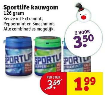 Aanbiedingen Sportlife kauwgom - Sportlife - Geldig van 11/12/2016 tot 17/12/2016 bij Kruidvat