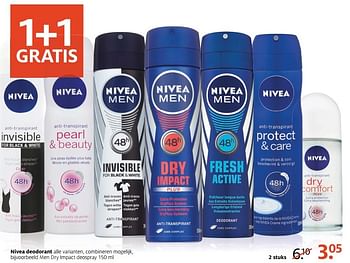 Aanbiedingen Nivea deodorant men dry impact deospray - Nivea - Geldig van 05/12/2016 tot 18/12/2016 bij Etos